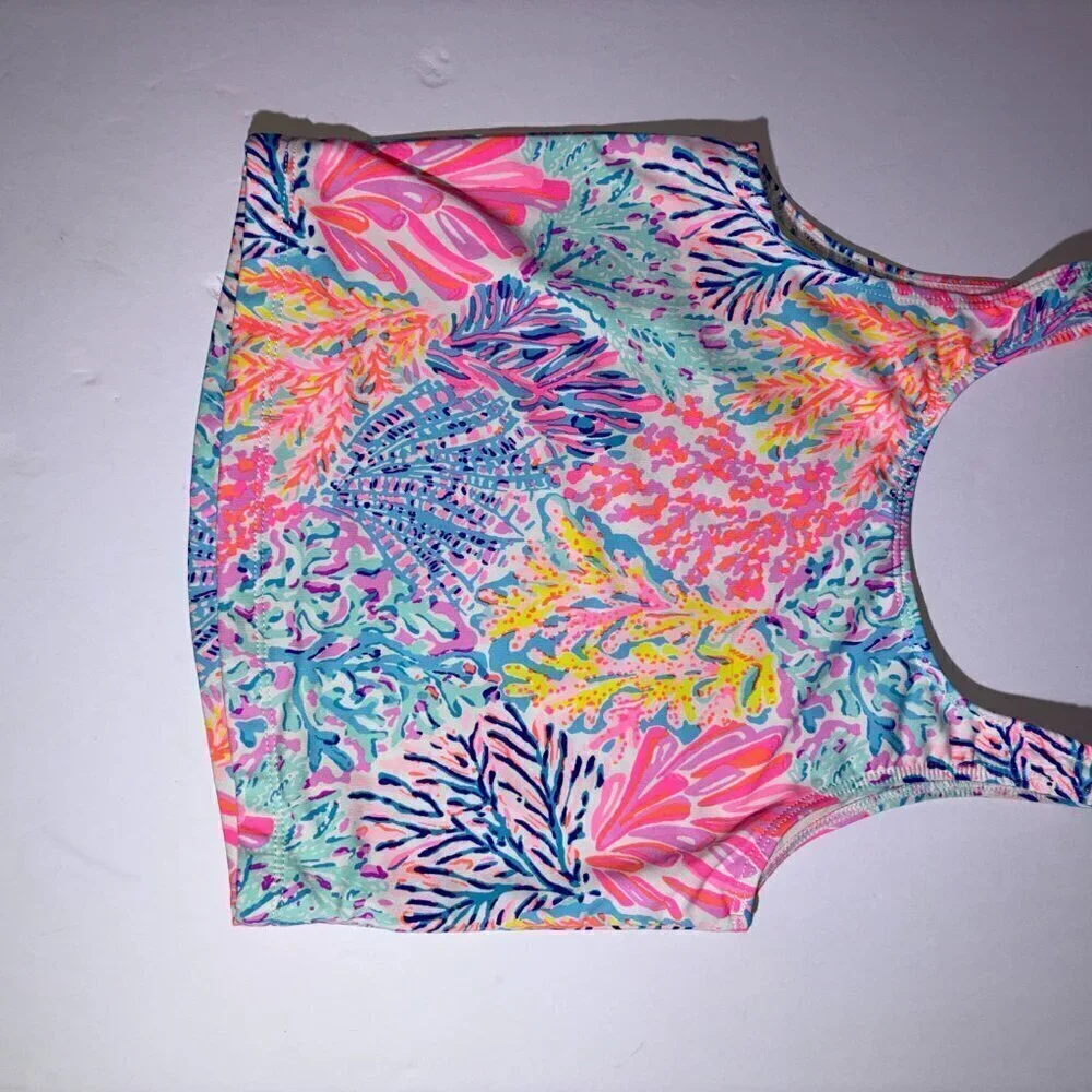 Lilly Pulitzer Girl's Haley Tankini Top UPF 50+ - Size 9 - Colorful, Coral